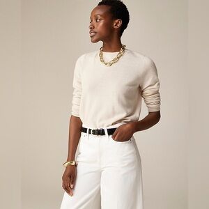 J. Crew Cashmere Classic Fit Crewneck Sweater in Heather Natural Size Large NWT
